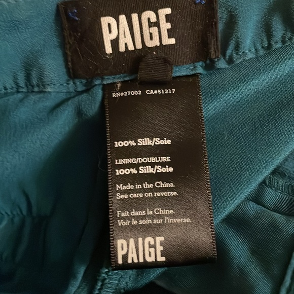 Paige 100%silk trouser teal sz2 - Picture 3 of 3